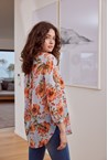 FLORENCE PLEAT BLOUSE - coral flor